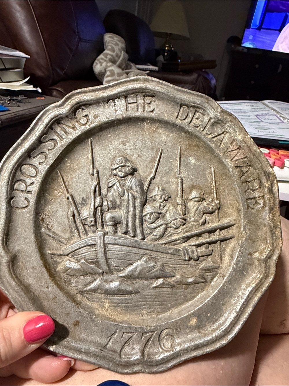Vintage 1973 SEATO Crossing the Delaware 1776 Metal Wall Plaque USA